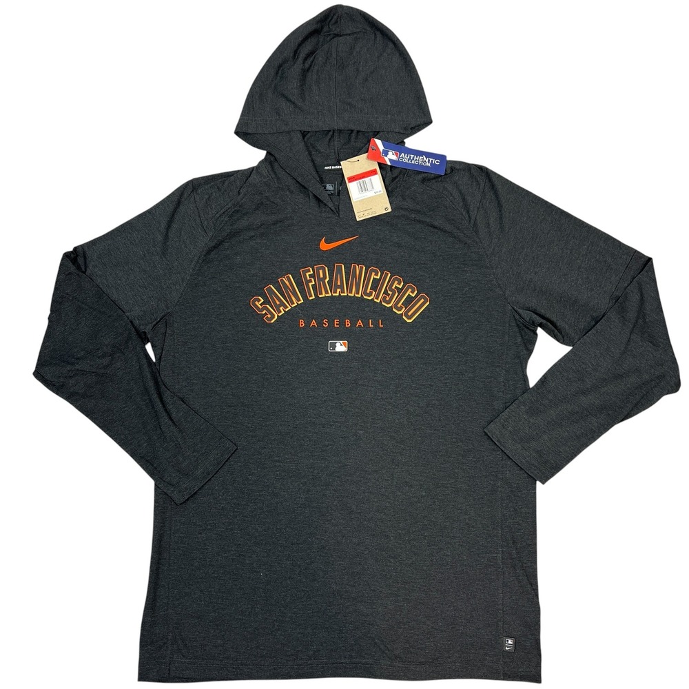 Nike San Francisco Giants Hoodie L Charcoal MLB Lightweight Dri-FIT Baseball NEW